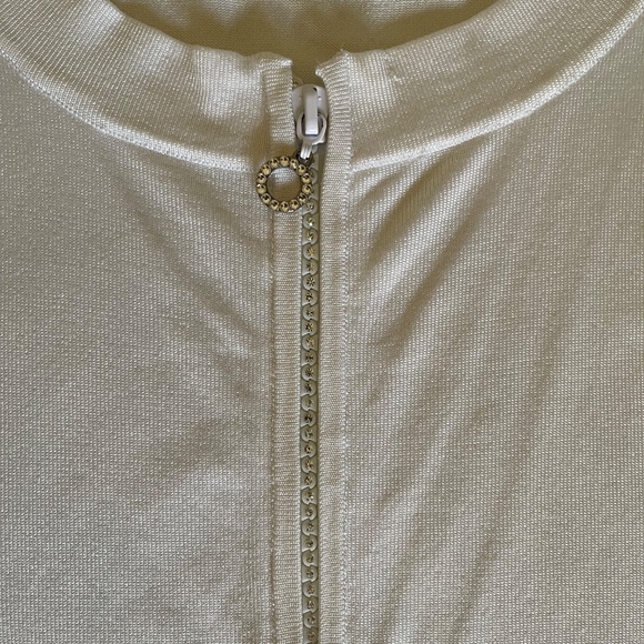 Cache White Top With Zipper Rhinestone L - Picture 3 of 5
